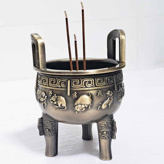 Zenity Space Three-Legged Copper Incense Burner - Elegant Bronze Tripod Design for Tranquil Spaces and Serenity