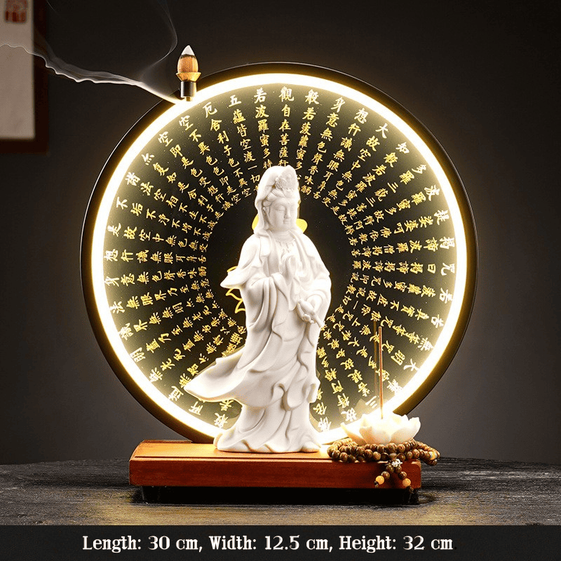 Bodhisattva Triad Statues - Beautifully Decorated Zen Statue with Lights