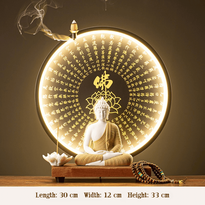 LED Halo Buddha Statue - Glowing Meditation Night Light