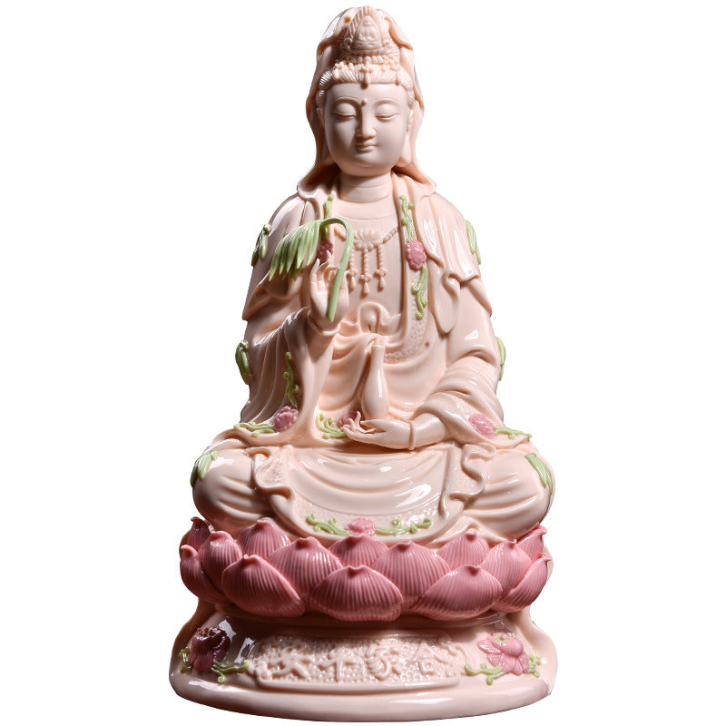 White Porcelain Guanyin Statue - Serene Goddess of Mercy Sculpture