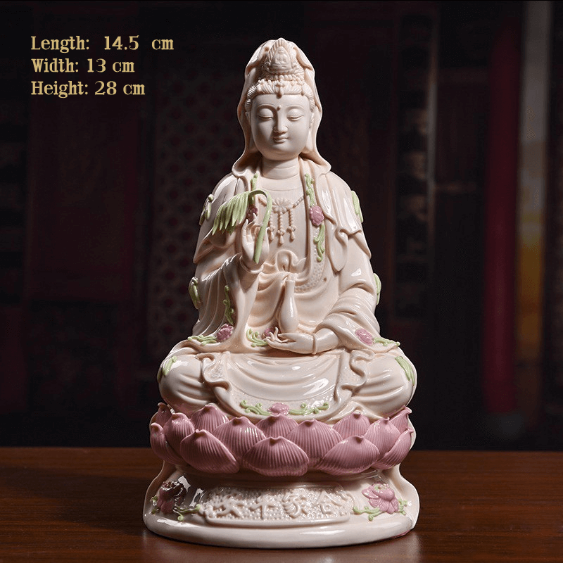 White Porcelain Guanyin Statue - Serene Goddess of Mercy Sculpture
