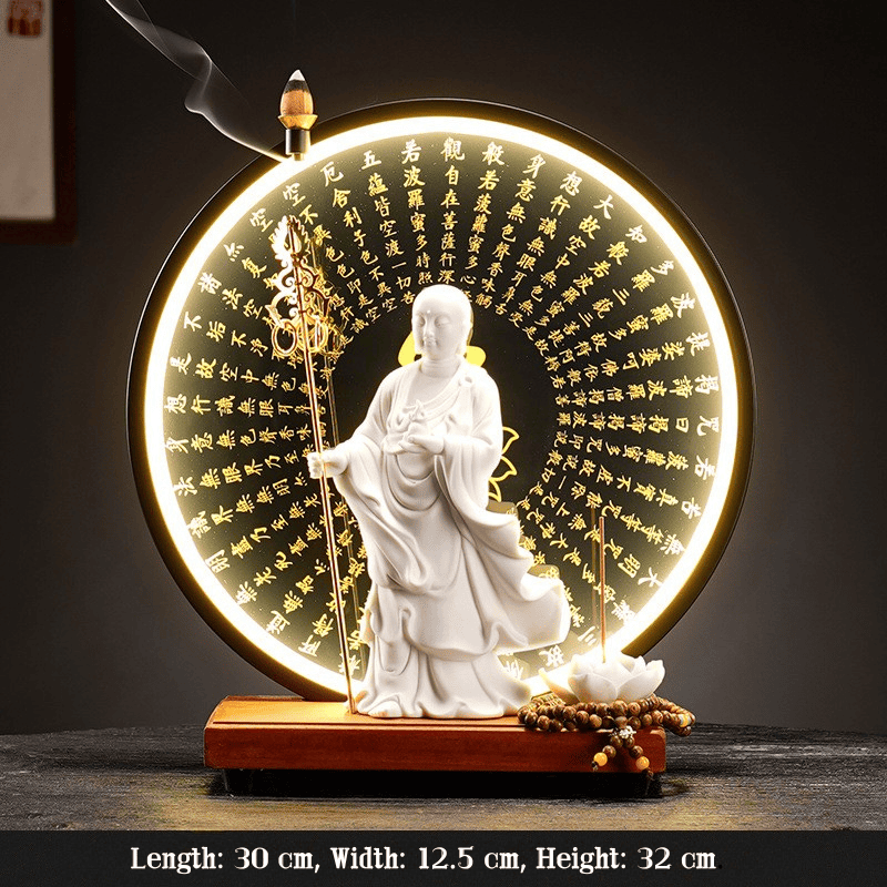 Bodhisattva Triad Statues - Beautifully Decorated Zen Statue with Lights