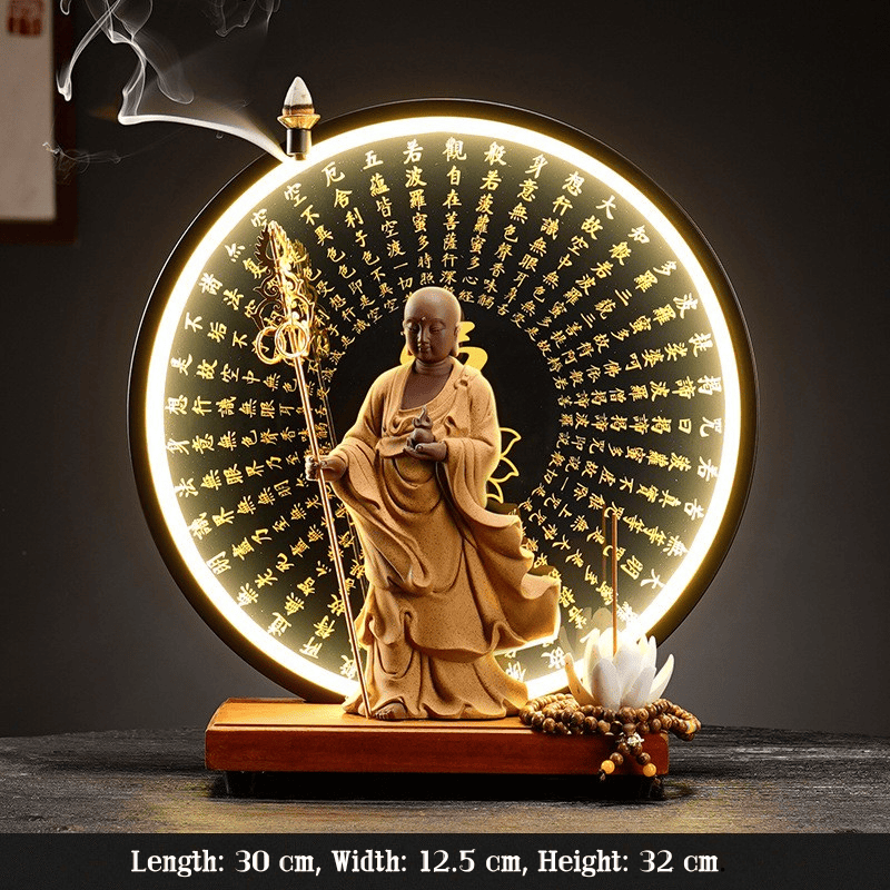 Bodhisattva Triad Statues - Beautifully Decorated Zen Statue with Lights