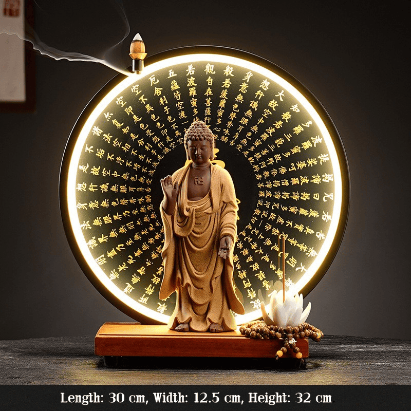 Bodhisattva Triad Statues - Beautifully Decorated Zen Statue with Lights