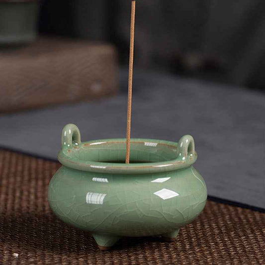 Zenity Celadon Incense Burner with Double Ears for Tranquil Spaces